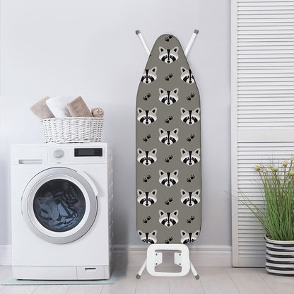 Grey Raccoon Pattern Print Ironing Board Cover