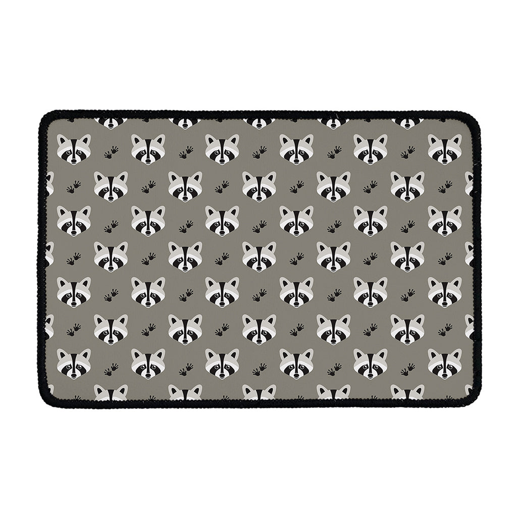 Grey Raccoon Pattern Print Kitchen Mat