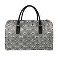 Grey Raccoon Pattern Print Leather Duffel Bag