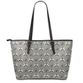 Grey Raccoon Pattern Print Leather Tote Bag With Zipper