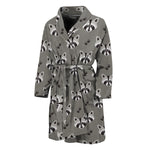 Grey Raccoon Pattern Print Men's Bathrobe