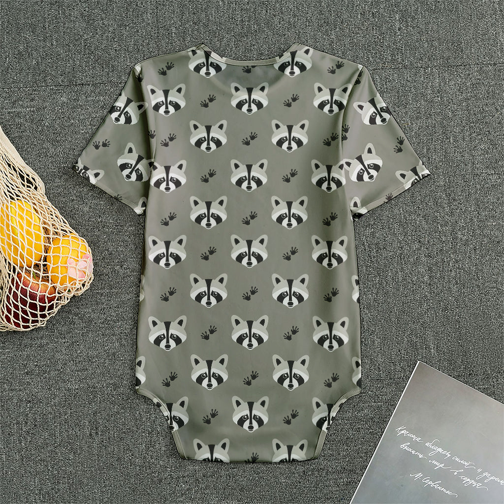 Grey Raccoon Pattern Print Men's Bodysuit
