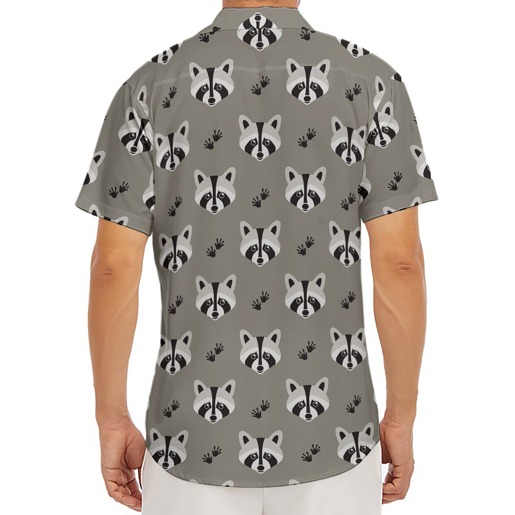 Grey Raccoon Pattern Print Men's Deep V-Neck Shirt