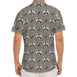 Grey Raccoon Pattern Print Men's Deep V-Neck Shirt