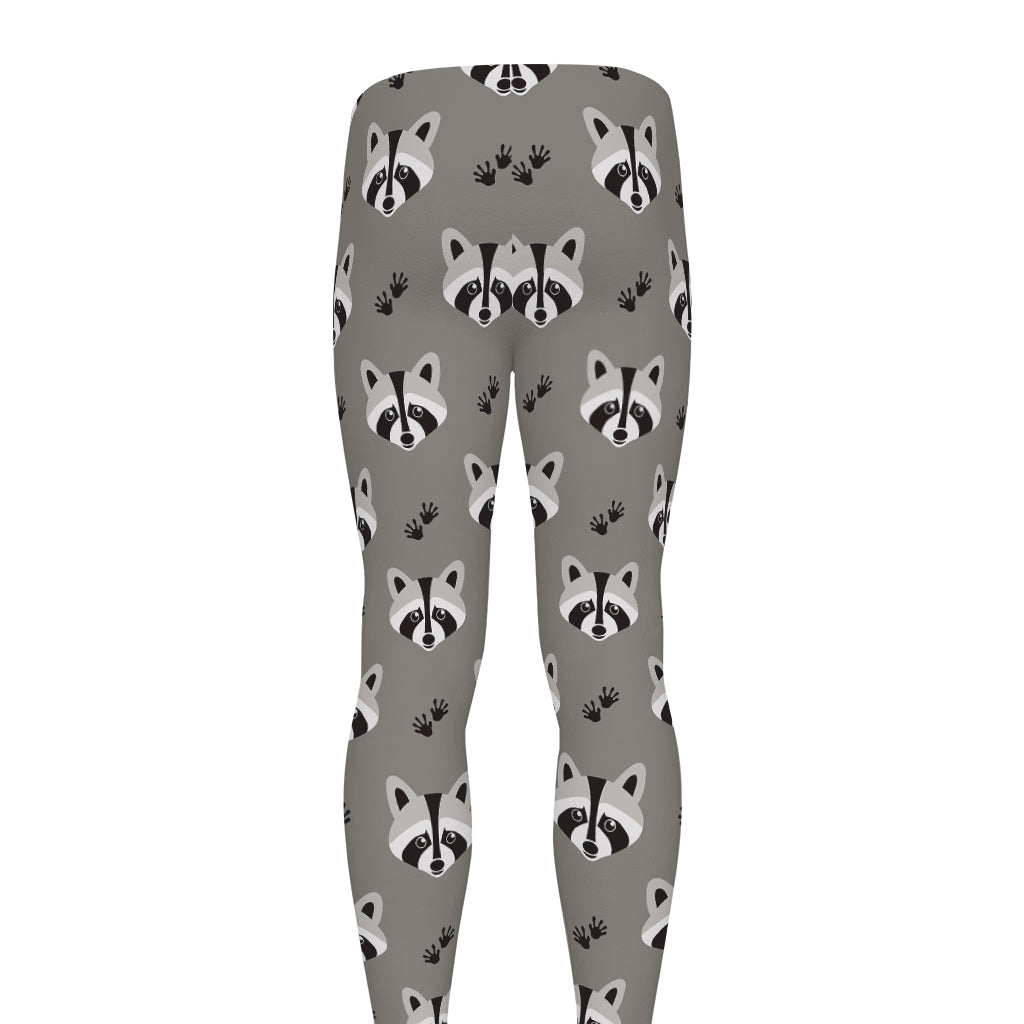 Grey Raccoon Pattern Print Men's leggings