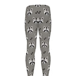 Grey Raccoon Pattern Print Men's leggings