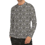 Grey Raccoon Pattern Print Men's Long Sleeve Rash Guard