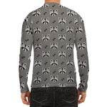 Grey Raccoon Pattern Print Men's Long Sleeve Rash Guard