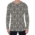 Grey Raccoon Pattern Print Men's Long Sleeve T-Shirt