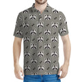 Grey Raccoon Pattern Print Men's Polo Shirt