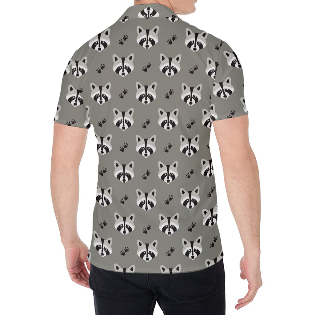 Grey Raccoon Pattern Print Men's Shirt