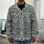 Grey Raccoon Pattern Print Men's Shirt Jacket