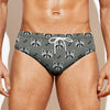 Grey Raccoon Pattern Print Men's Swim Briefs