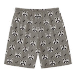 Grey Raccoon Pattern Print Men's Swim Trunks