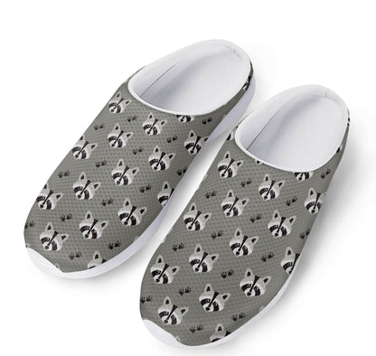 Grey Raccoon Pattern Print Mesh Casual Shoes