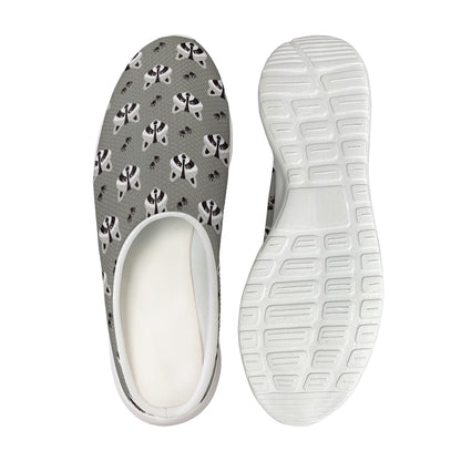 Grey Raccoon Pattern Print Mesh Casual Shoes