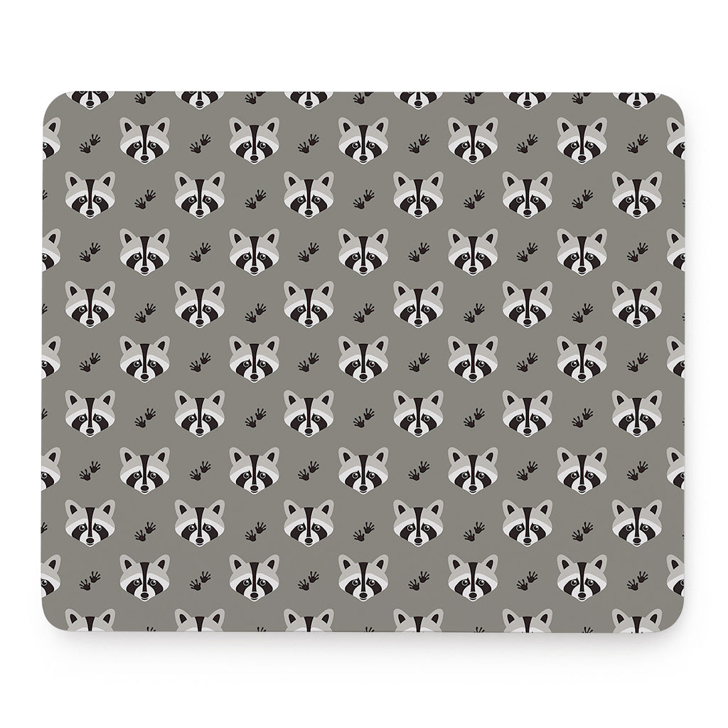Grey Raccoon Pattern Print Mouse Pad