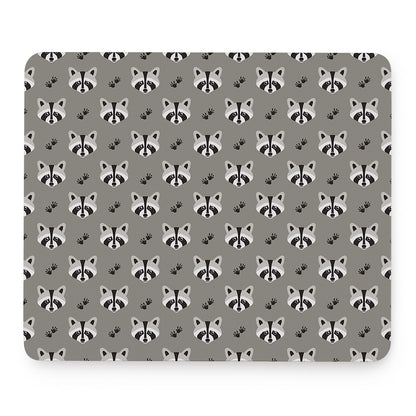 Grey Raccoon Pattern Print Mouse Pad