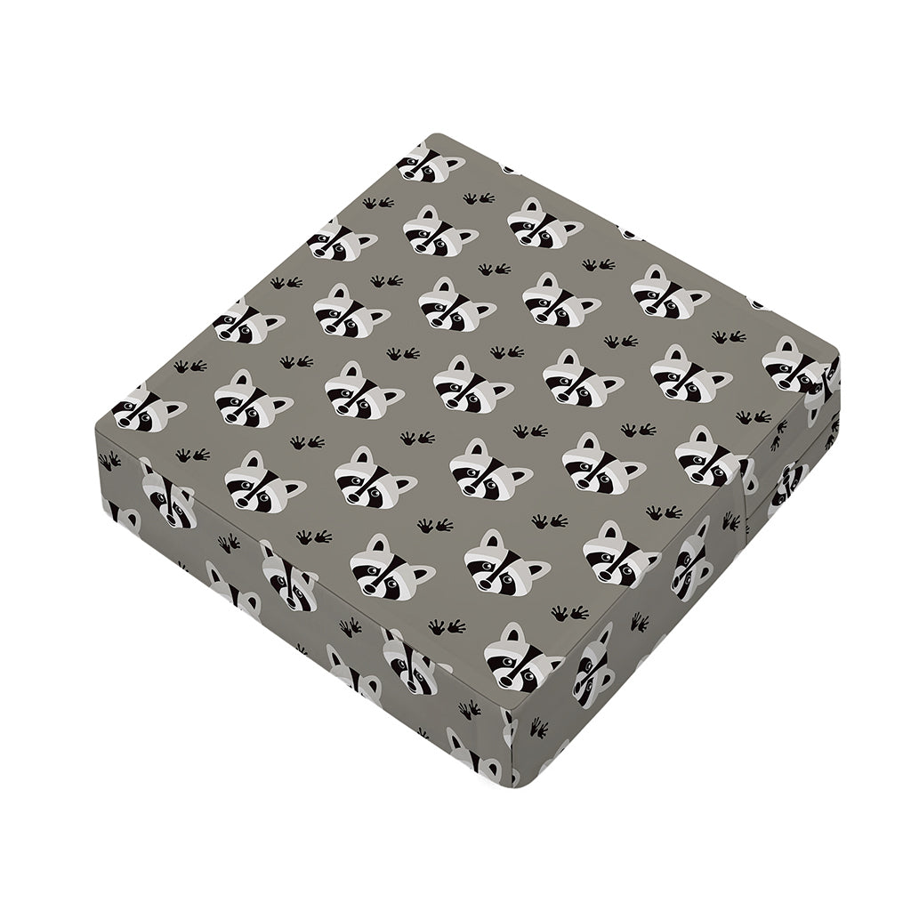 Grey Raccoon Pattern Print Outdoor Seat Cushion Cover