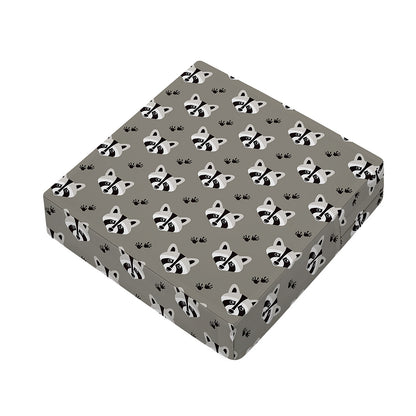 Grey Raccoon Pattern Print Outdoor Seat Cushion Cover