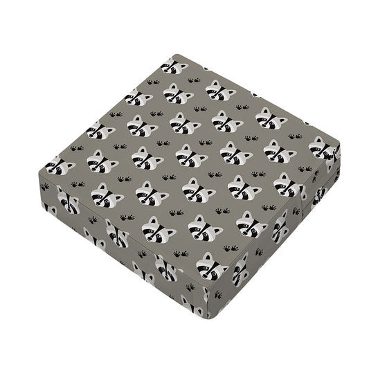 Grey Raccoon Pattern Print Outdoor Seat Cushion Cover
