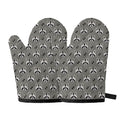 Grey Raccoon Pattern Print Oven Mitts