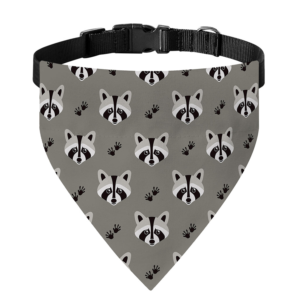 Grey Raccoon Pattern Print Over The Collar Dog Bandana
