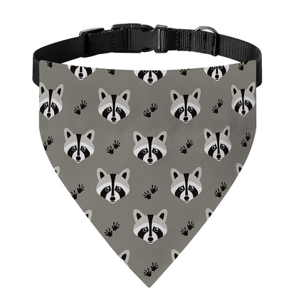 Grey Raccoon Pattern Print Over The Collar Dog Bandana