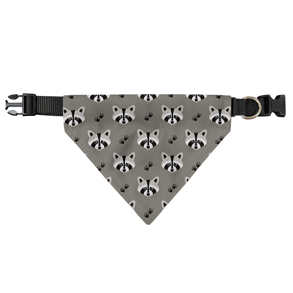 Grey Raccoon Pattern Print Over The Collar Dog Bandana