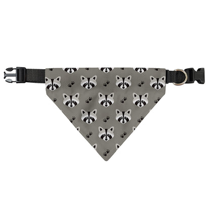 Grey Raccoon Pattern Print Over The Collar Dog Bandana