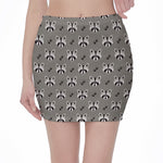 Grey Raccoon Pattern Print Pencil Mini Skirt