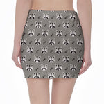Grey Raccoon Pattern Print Pencil Mini Skirt