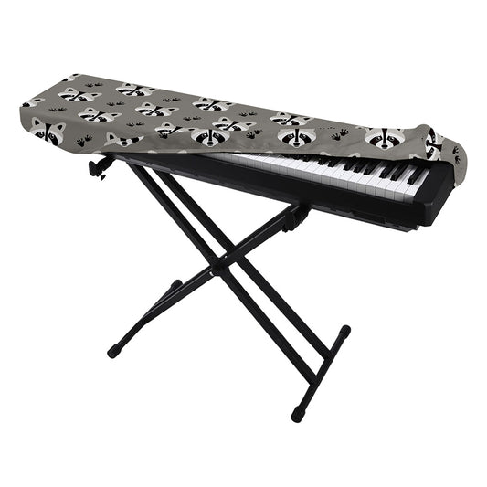 Grey Raccoon Pattern Print Piano Keyboard Cover