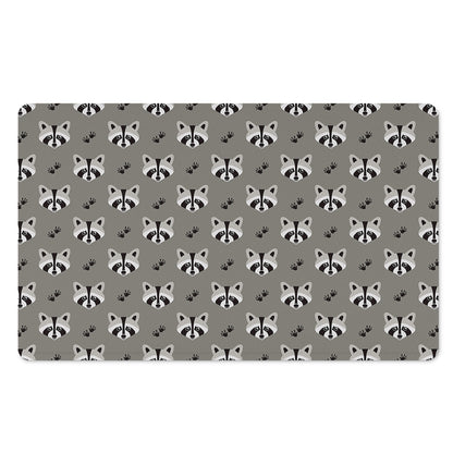 Grey Raccoon Pattern Print Polyester Doormat