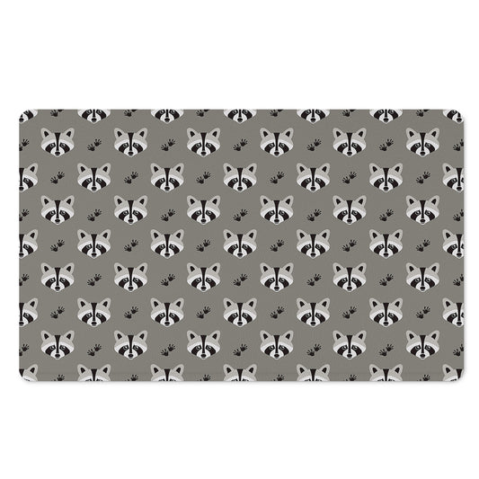 Grey Raccoon Pattern Print Polyester Doormat
