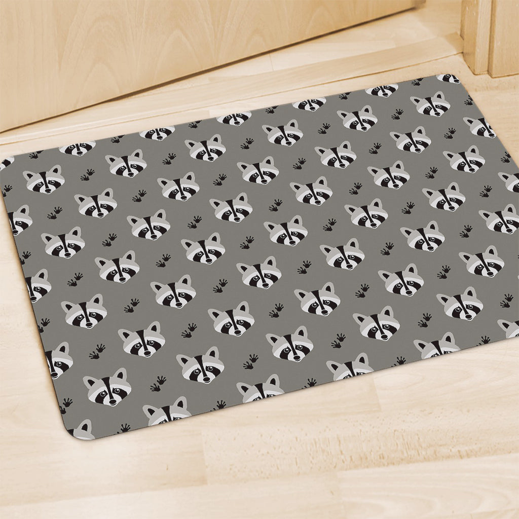 Grey Raccoon Pattern Print Polyester Doormat