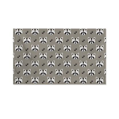 Grey Raccoon Pattern Print Polyester Flag