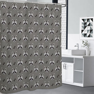 Grey Raccoon Pattern Print Premium Shower Curtain