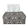 Grey Raccoon Pattern Print Rectangle Tissue Box Cover