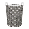 Grey Raccoon Pattern Print Round Laundry Basket