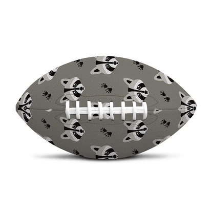 Grey Raccoon Pattern Print Rugby Ball