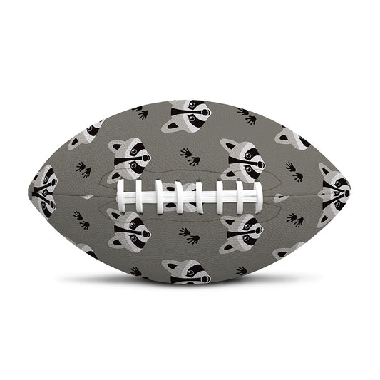 Grey Raccoon Pattern Print Rugby Ball