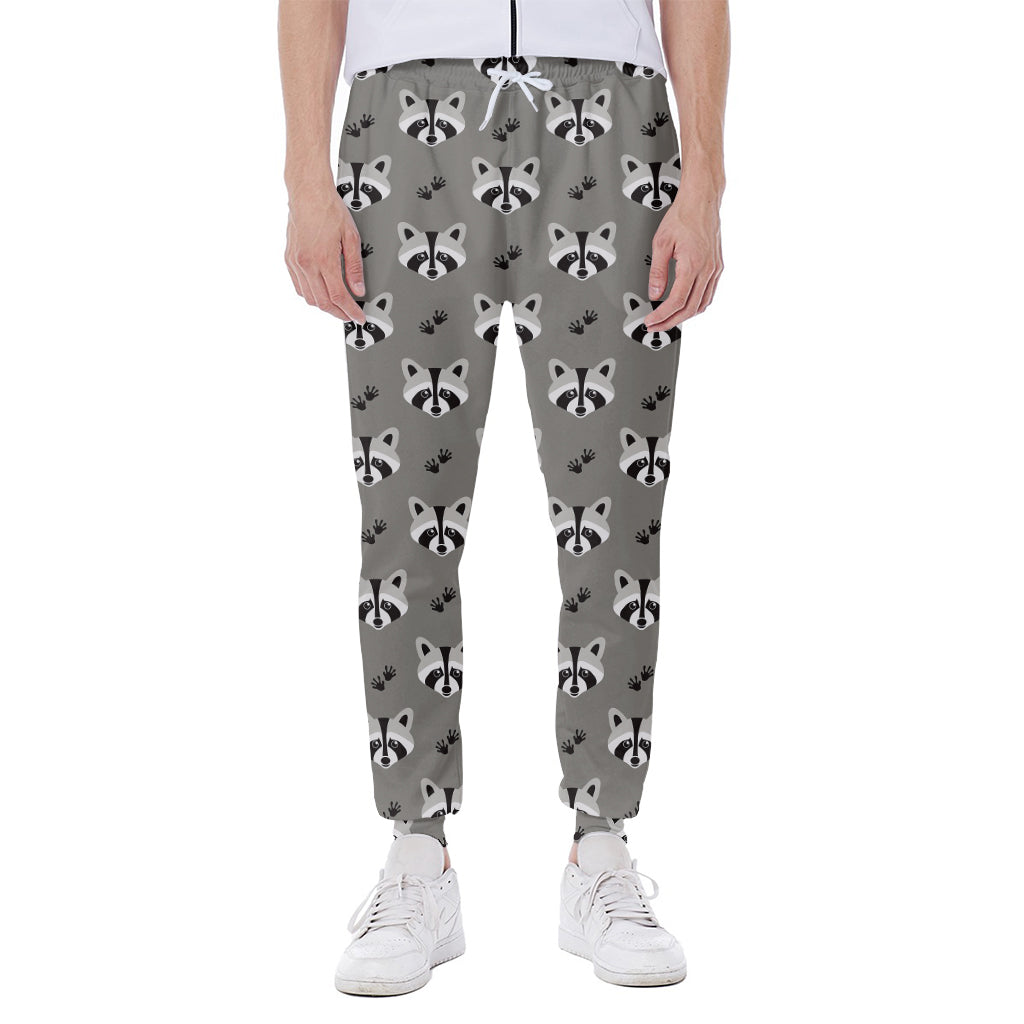 Grey Raccoon Pattern Print Scuba Joggers