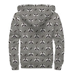 Grey Raccoon Pattern Print Sherpa Lined Zip Up Hoodie
