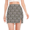 Grey Raccoon Pattern Print Side Slit Mini Skirt