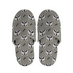 Grey Raccoon Pattern Print Slippers