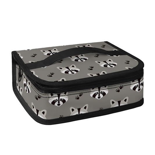 Grey Raccoon Pattern Print Small Lunch Bag