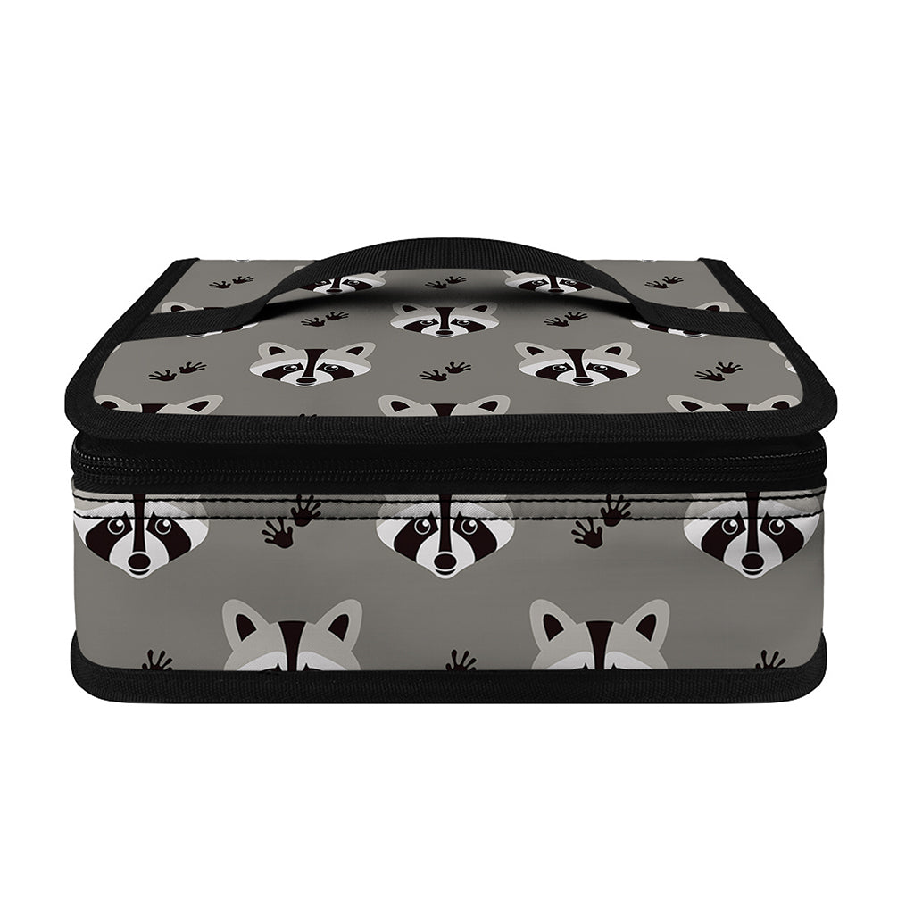 Grey Raccoon Pattern Print Small Lunch Bag