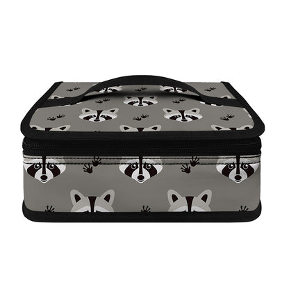 Grey Raccoon Pattern Print Small Lunch Bag