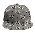 Grey Raccoon Pattern Print Snapback Cap